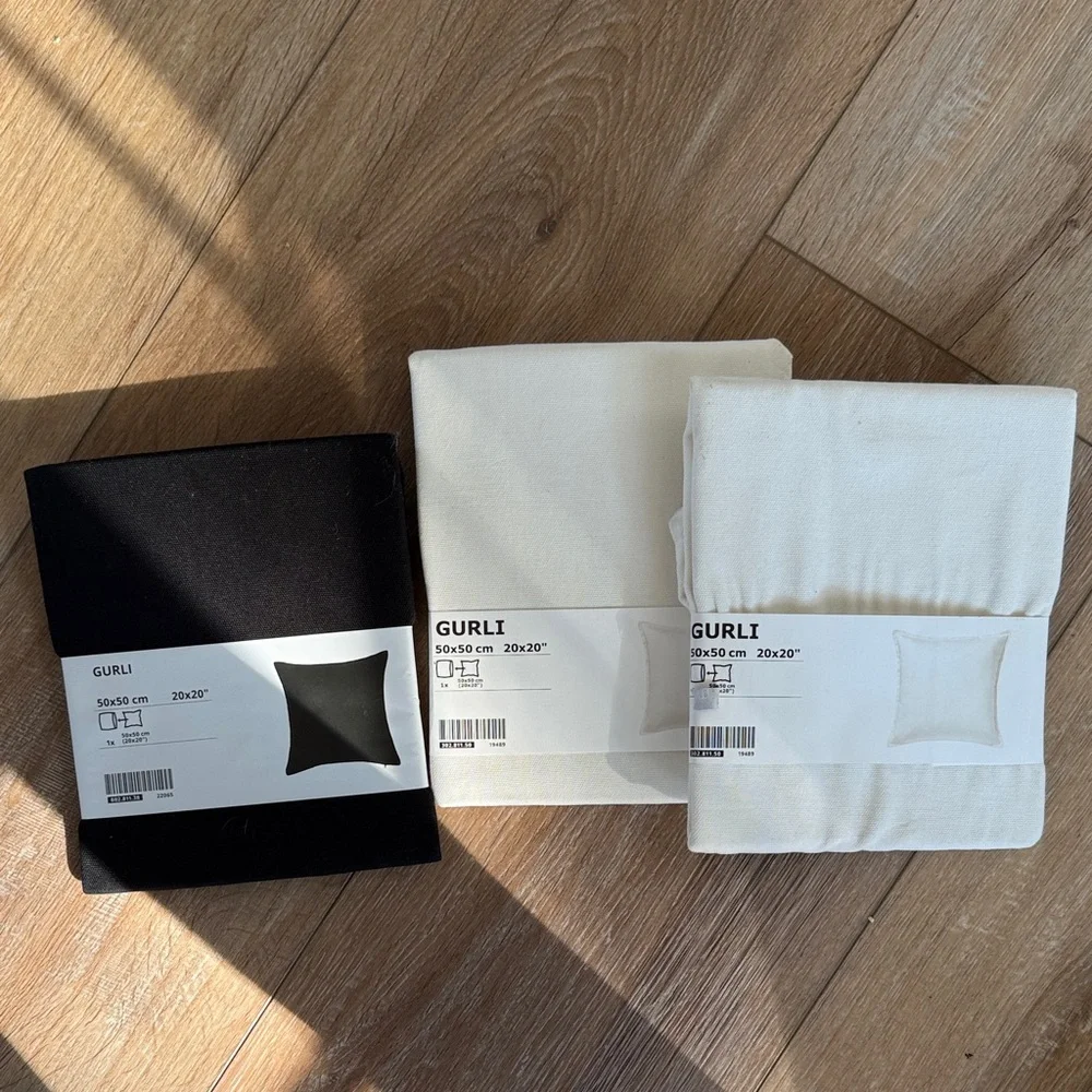 IKEA GURLI Cushion Covers in Black and White - Set of 3